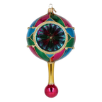 Midnight Jewel Reflector Drop on a Scepter | Hand-Painted Glass Ornament | Blubom 2027-049