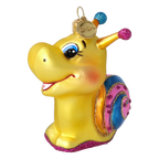 Curious Snail in Marigold & Bubblegum | Hand-Painted Glass Ornament | Blubom 2027-051