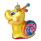 Curious Snail in Marigold & Bubblegum | Hand-Painted Glass Ornament | Blubom 2027-051