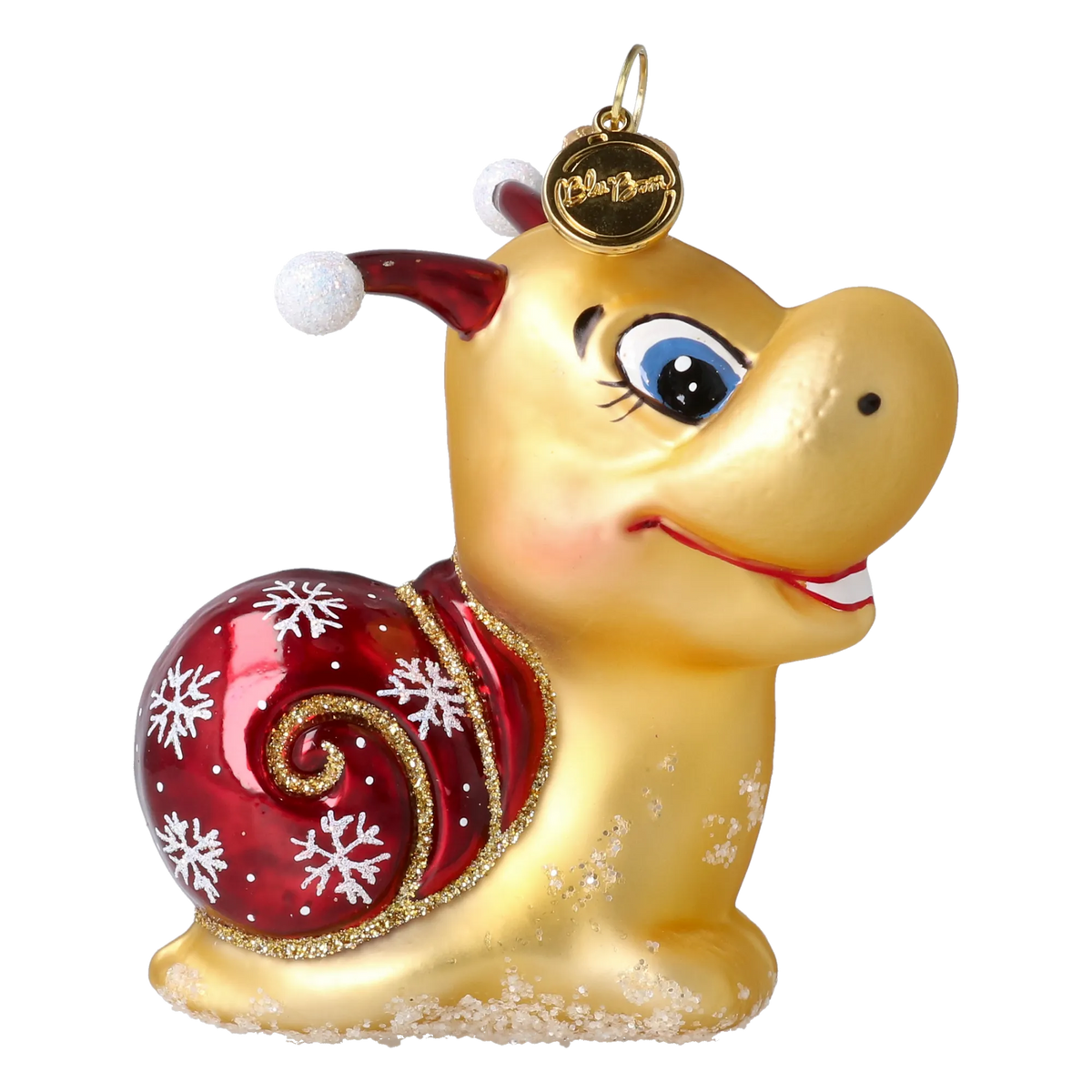 Curious Snail in Honey & Crimson | Hand-Painted Glass Ornament | Blubom 2027-052