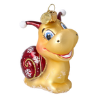 Curious Snail in Honey & Crimson | Hand-Painted Glass Ornament | Blubom 2027-052