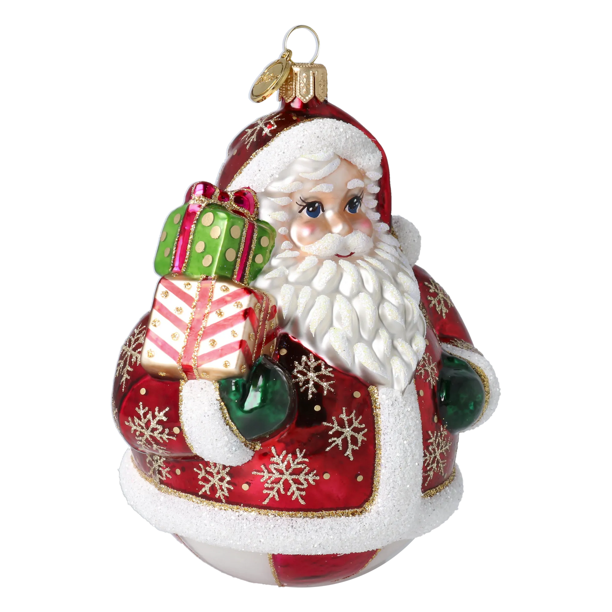 Roly-Poly Santa in Ruby | Hand-Painted Glass Ornament | Blubom 2027-054