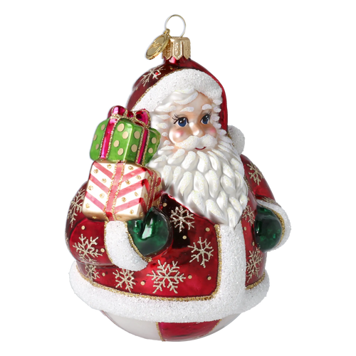 Roly-Poly Santa in Ruby | Hand-Painted Glass Ornament | Blubom 2027-054