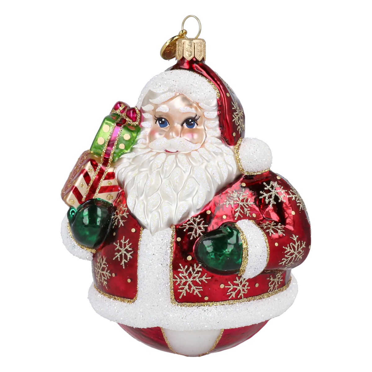 Roly-Poly Santa in Ruby | Hand-Painted Glass Ornament | Blubom 2027-054