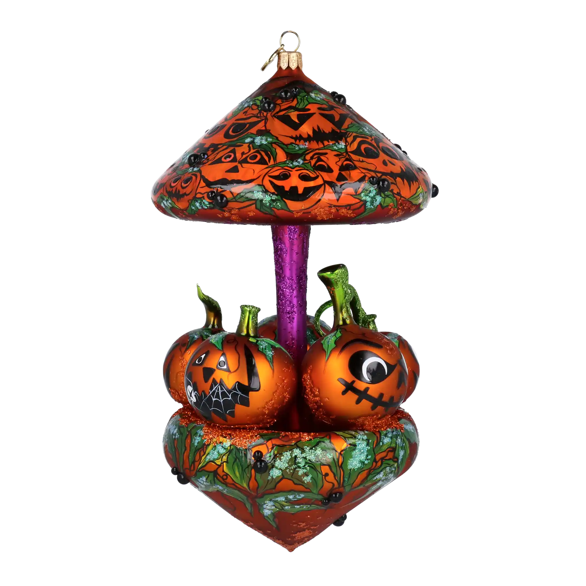 Pumpkin Carousel Whirling Pumpkin Parade Halloween Handmade Glass Christmas ornament