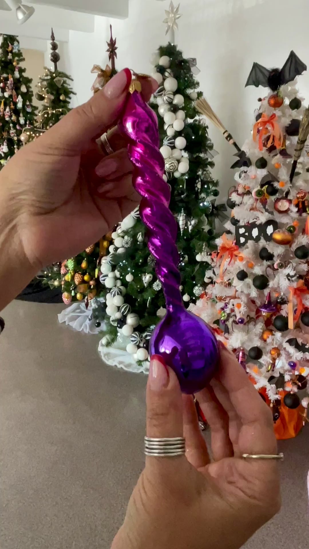 Violet Twilight Echo | Hand-Painted Glass Ornament | Blubom 2026-142