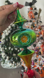 Emerald Solar Zenith | Hand-Painted Glass Ornament | Blubom 2026-106