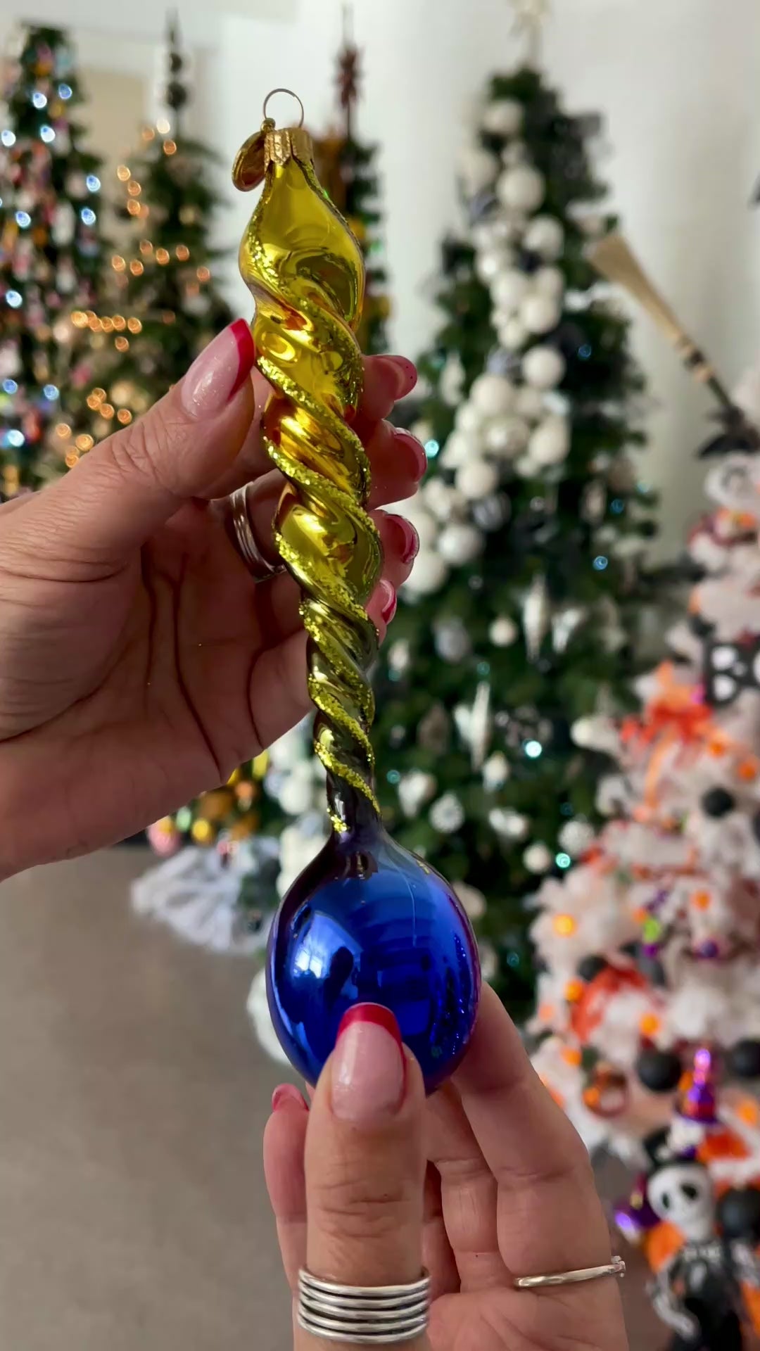Gilded Nocturne | Hand-Painted Glass Ornament | Blubom 2026-139