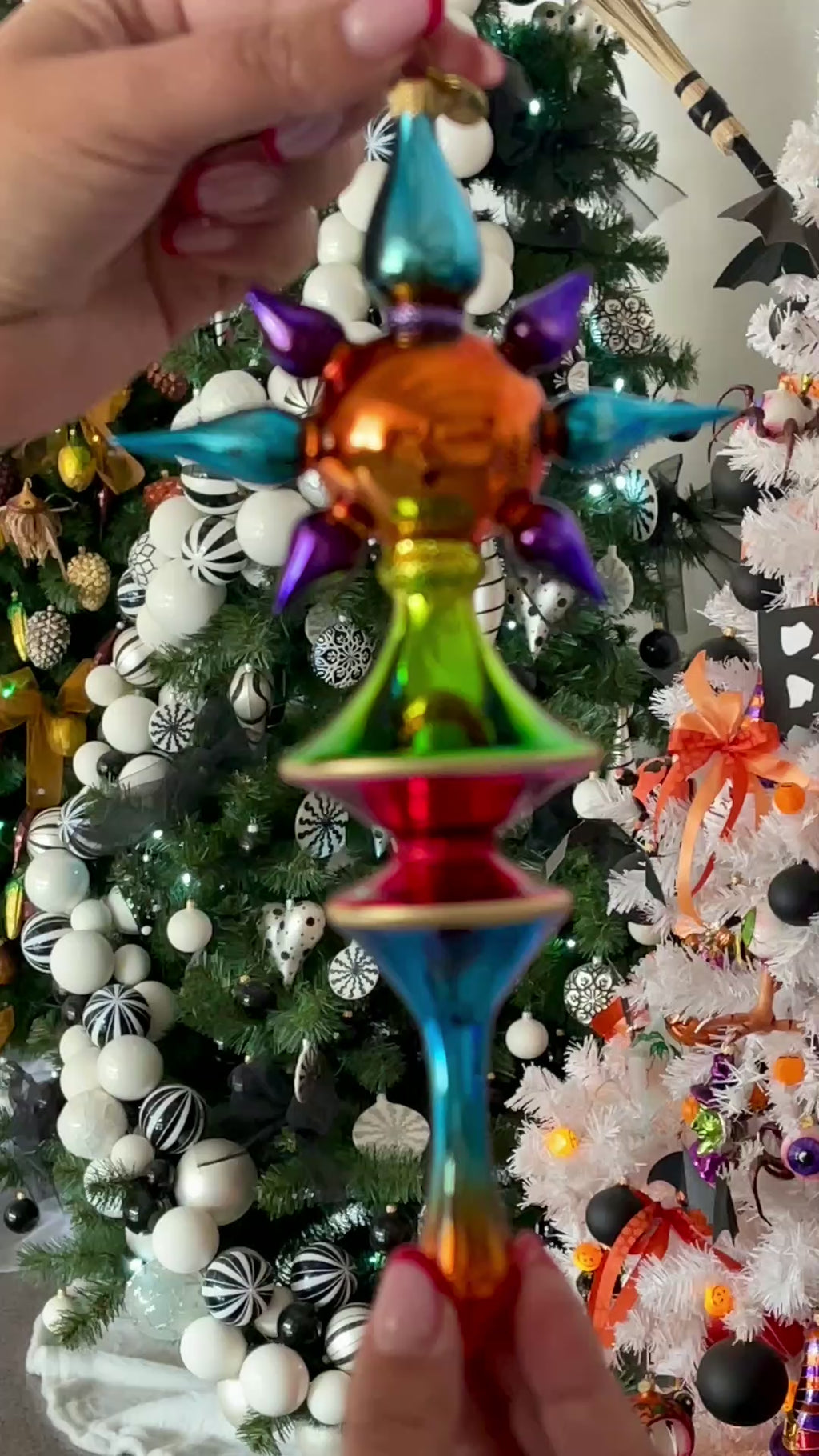 Chromatic Zenith | Hand-Painted Glass Ornament | Blubom 2026-103