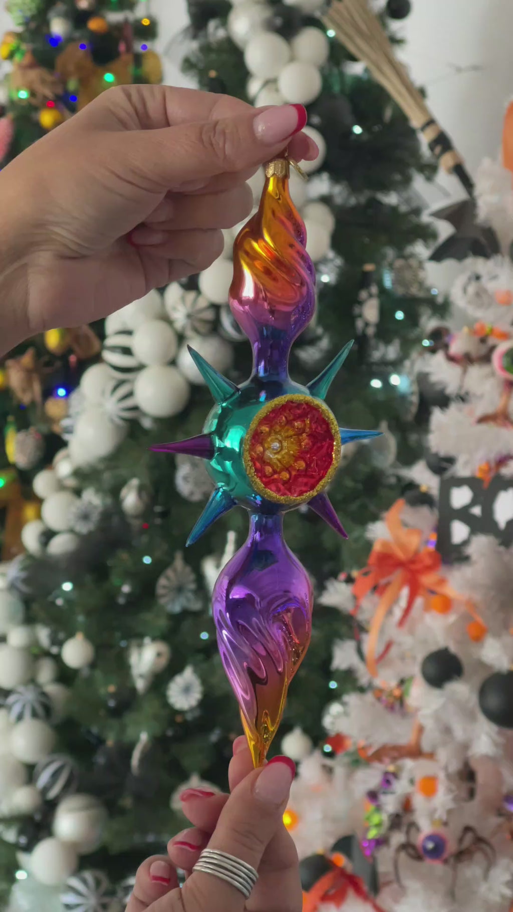 Amethyst Zenith | Hand-Painted Glass Ornament | Blubom 2026-082