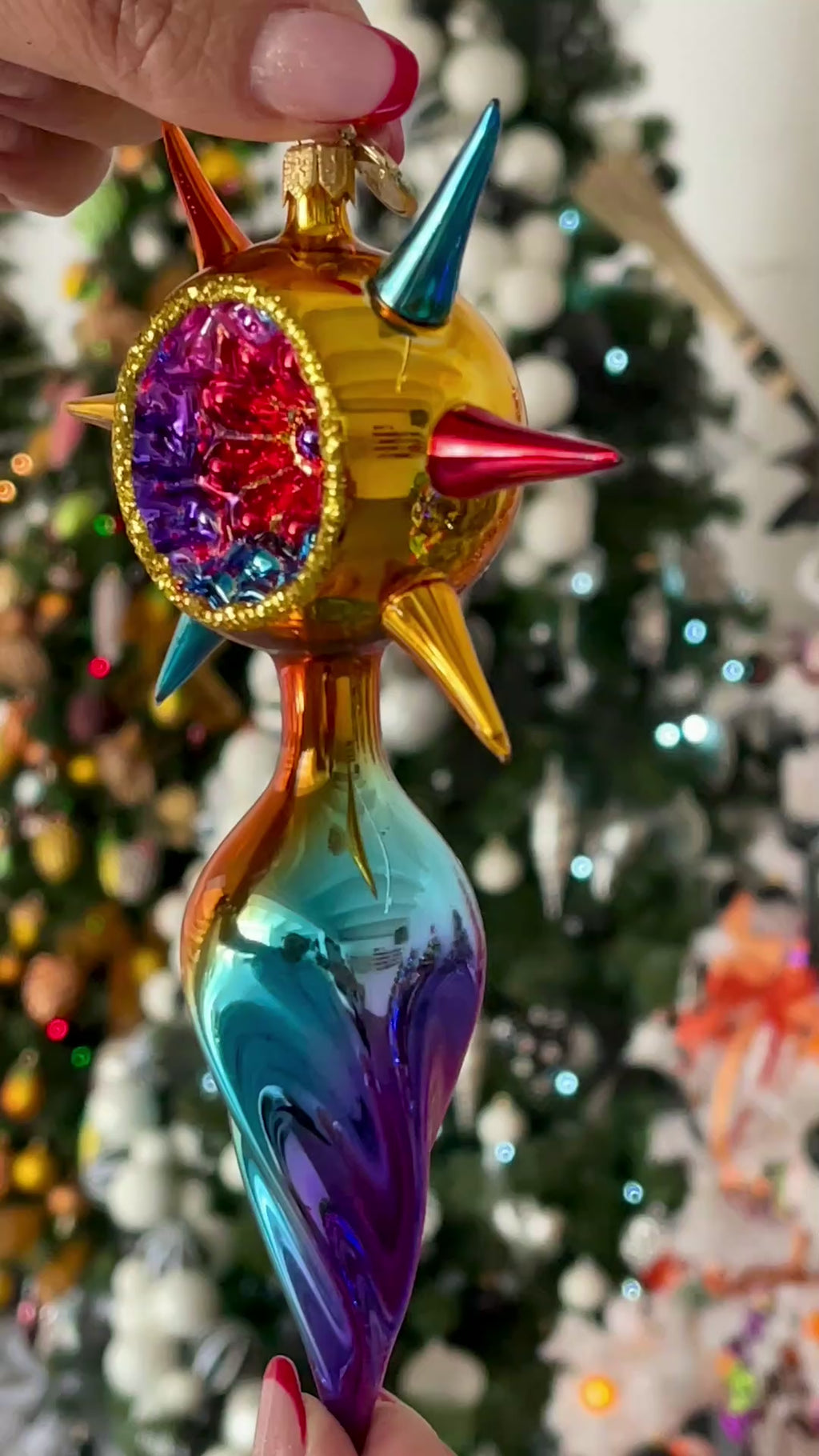 Amber Solstice | Hand-Painted Glass Ornament | Blubom 2026-075