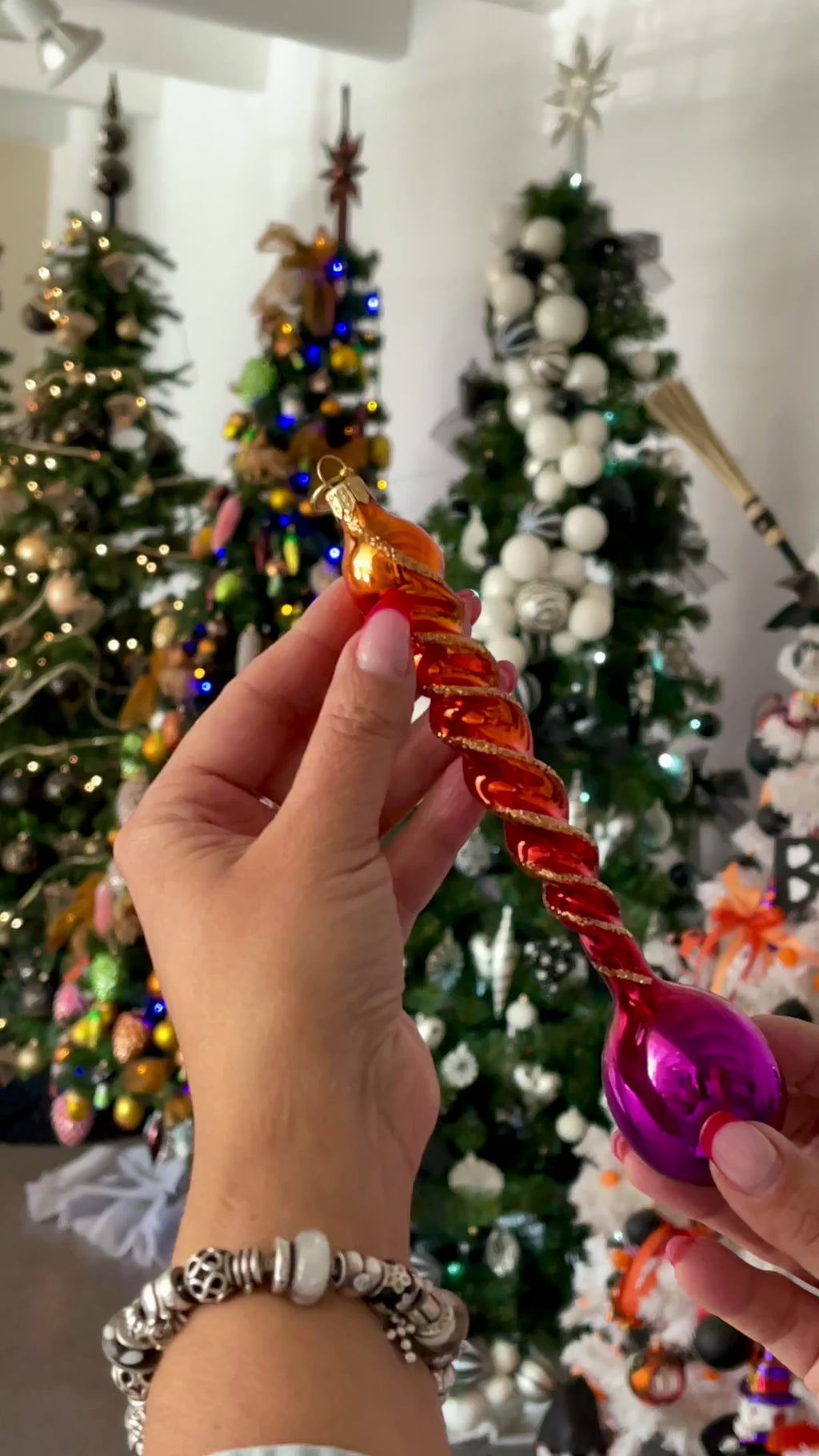 Saffron Dusk Solstice | Hand-Painted Glass Ornament | Blubom 2026-143