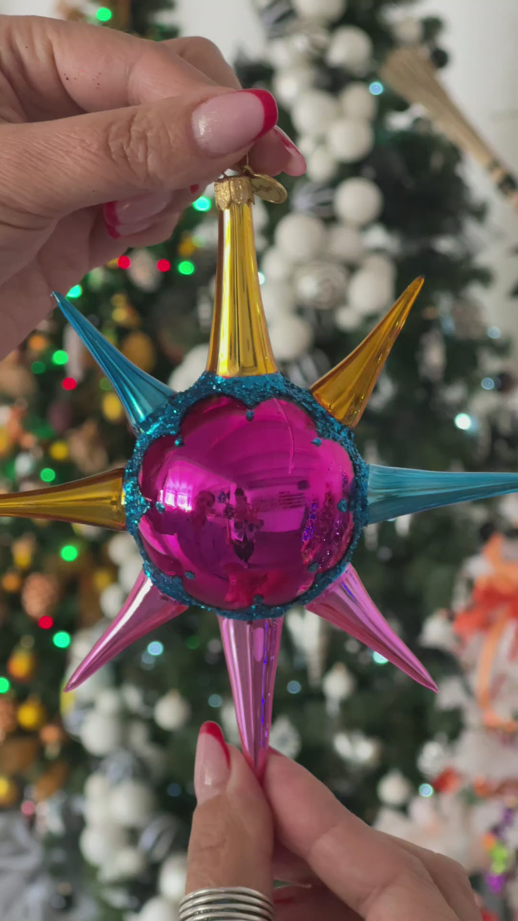 Fuchsia Astral Zenith | Hand-Painted Glass Ornament | Blubom 2026-070