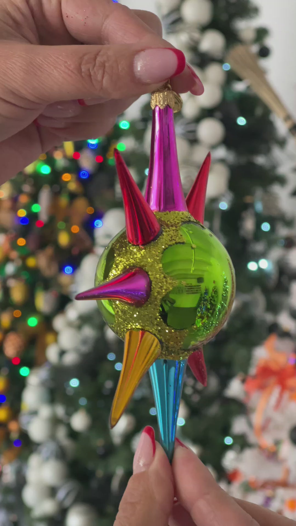 Vivid Zenith Flare | Hand-Painted Glass Ornament | Blubom 2026-071