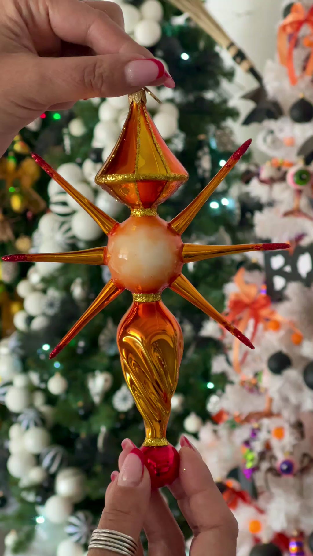 Saffron Zenith Pulse | Hand-Painted Glass Ornament | Blubom 2026-090