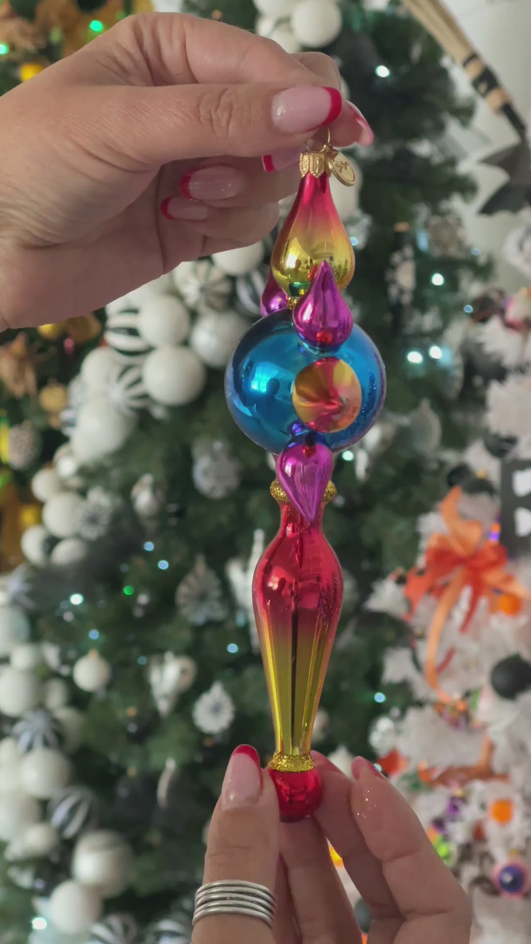 Sapphire Zenith | Hand-Painted Glass Ornament | Blubom 2026-094