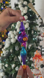 Indigo Zenith Pulse | Hand-Painted Glass Ornament | Blubom 2026-092